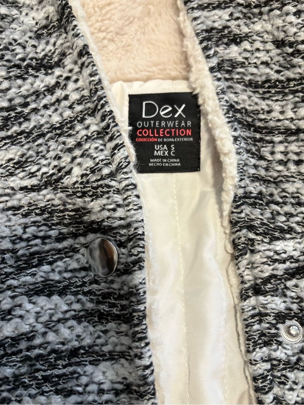Dex Hooded Sherpa-Lined Jacket in Black & White Marled - Picture 2 of 6